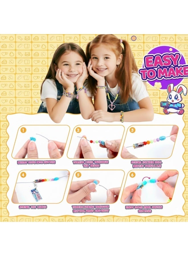 FYNDO Sticky Roll Bracelet Making Kit – 400 Pcs DIY Sticker String Jewelry Toy – Create Wearable Rolled Beads, Necklaces & Charms with Album – Arts & Crafts Gift for Girls Age 4+ - Image 3